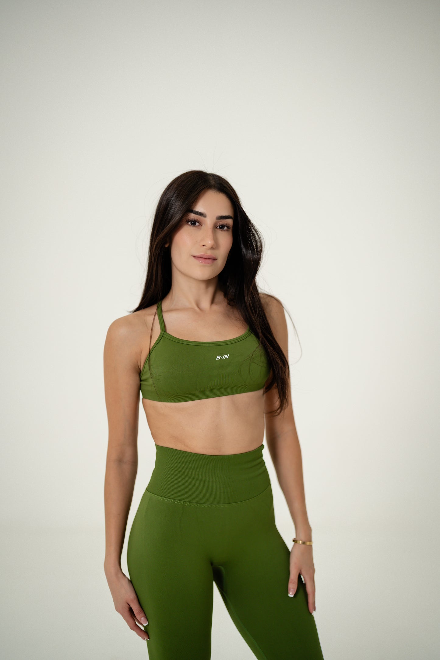 CONJUNTO / LEGGINGS Y TOP SIN ESPALDA VERDE