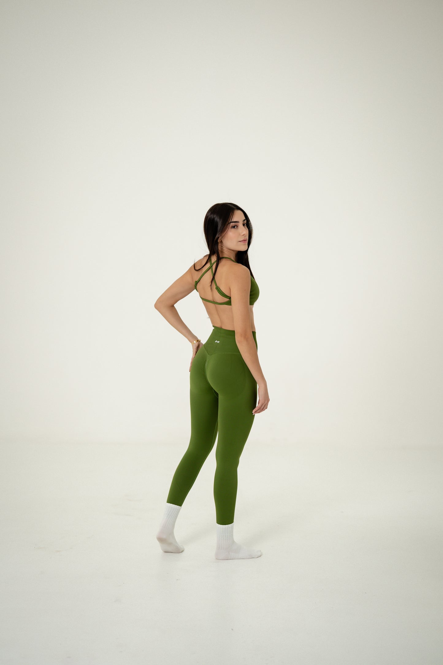 CONJUNTO / LEGGINGS Y TOP SIN ESPALDA VERDE